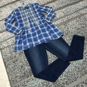 Dylan Light Blue Checked Soft Flannel Tunic